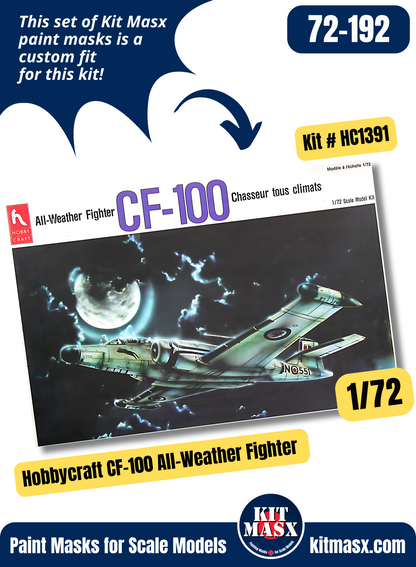 Hobbycraft Canadian Avro CF-100/Mk.IV/Mk.V "Canuck" 1/72 Canopy & Wheel Paint Masks, Kit # HC1391