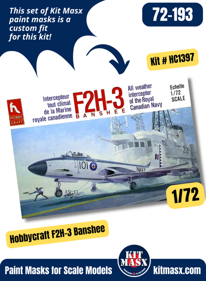 Hobbycraft McDonnell F2H-3/F2H-4 Banjo/Banshee 1/72 Canopy & Wheel Paint Masks, Kit # HC1397