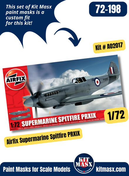 Airfix Supermarine Spitfire PRXIX 1/72 Canopy & Wheel Paint Masks, Kit # A02017