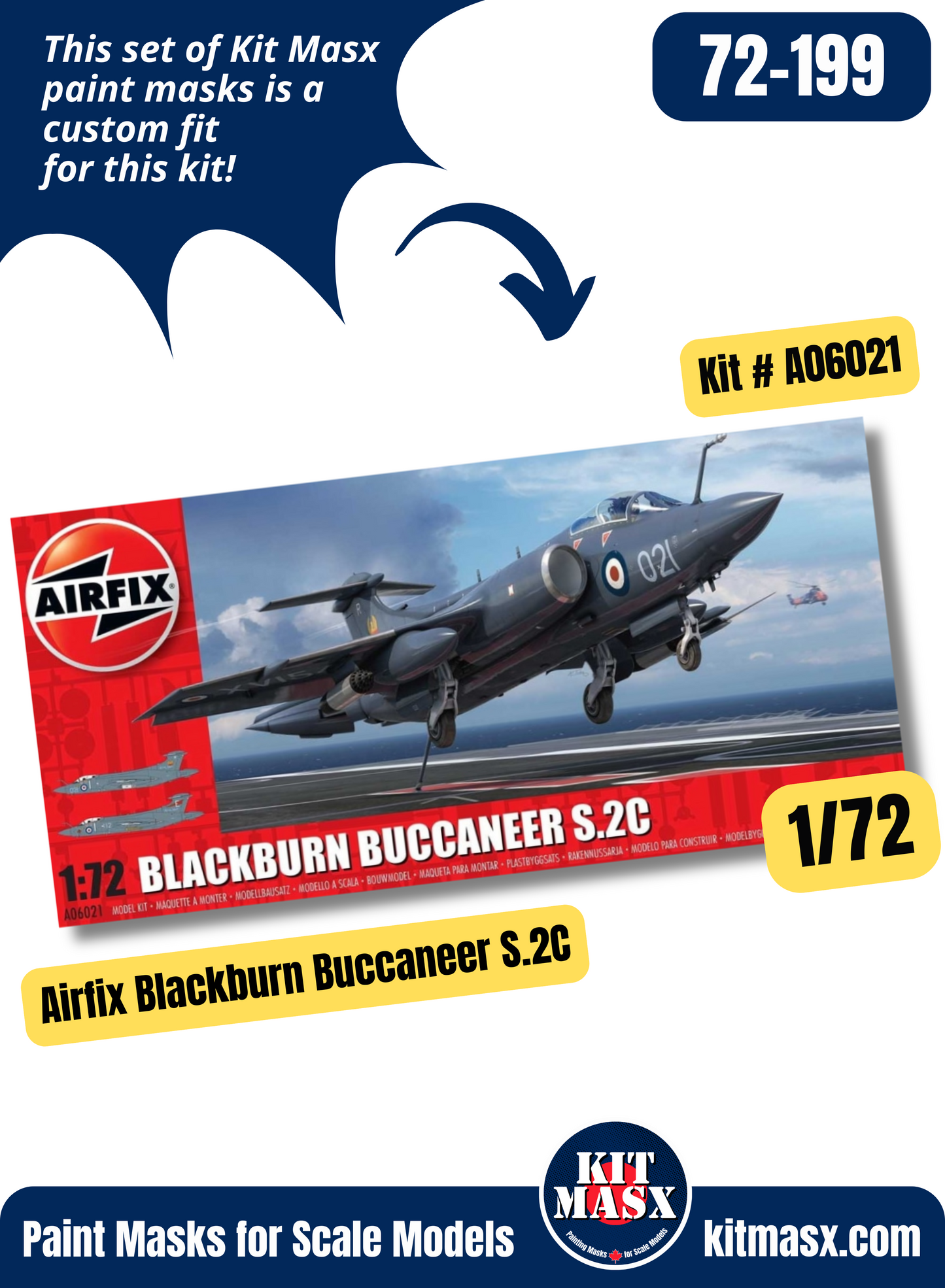 Airfix Blackburn Buccaneer S.2B/S.2C 1/72 Canopy & Wheel Paint Masks, Kit # A06021