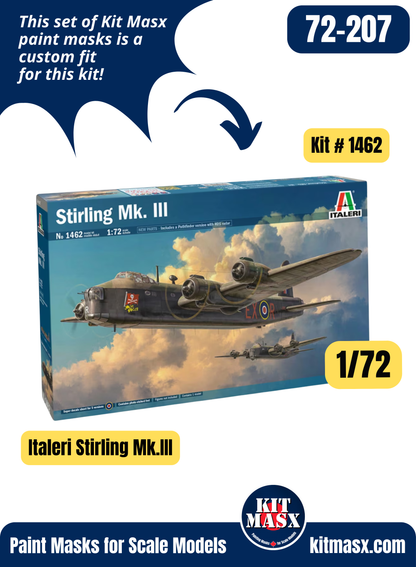 Italeri Short Stirling Mk.III 1/72 Canopy & Wheel Paint Masks, Kit # 1462