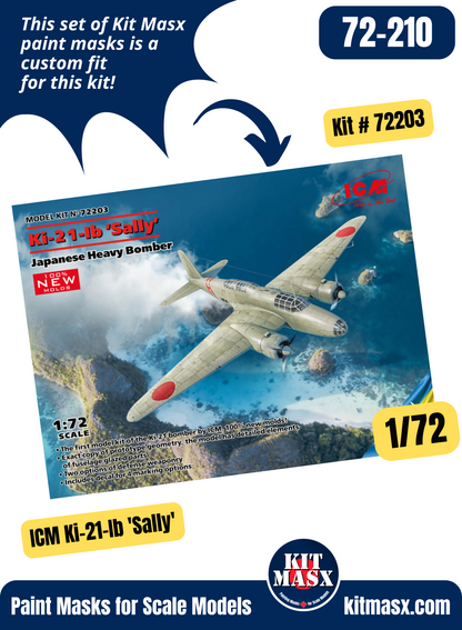 ICM Mitsubishi Ki-21-Ia/Ib/Ic "Sally" 1/72 Canopy & Wheel Paint Masks, Kit # 72203