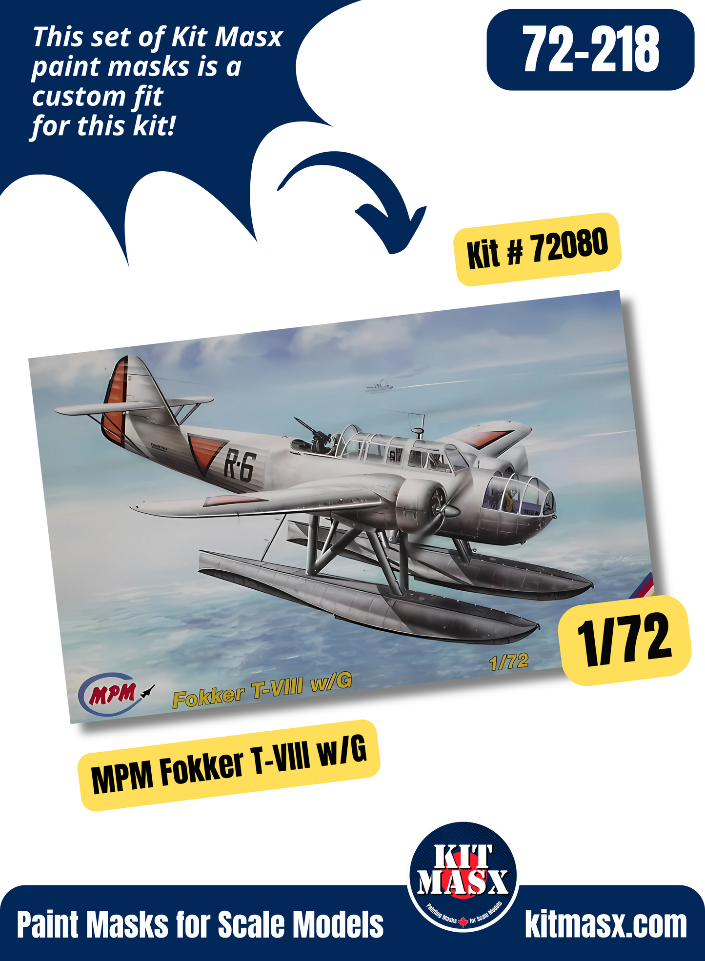 MPM Fokker T-VIII w/G 1/72 Canopy Paint Masks, Kit # 72080