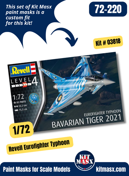 Revell Eurofighter Typhoon Single Seater 1/72 Canopy & Wheel Paint Masks, Kit # 03818