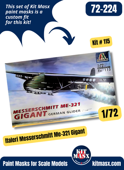 Italeri Messerschmitt Me 321 B-1 "Gigant" 1/72 Canopy & Wheel Paint Masks, Kit # 115