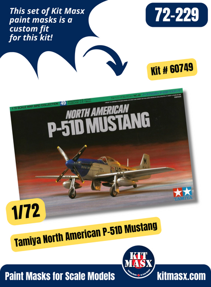 Tamiya North American F-51D/P-51D Mustang 1/72 Canopy & Wheel Paint Masks, Kit # 60749