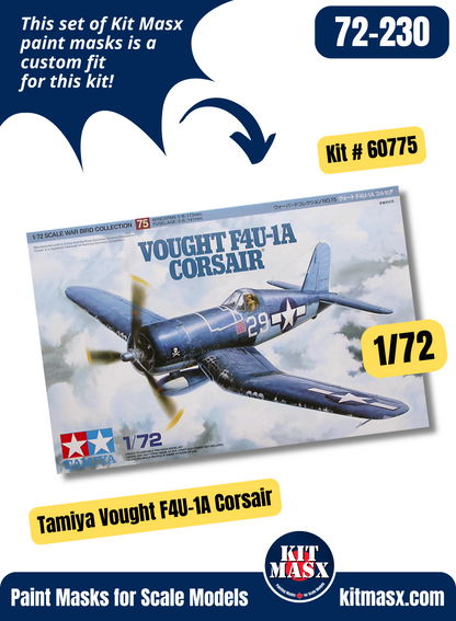 Tamiya Chance Vought F4U-1A/F4U-1D Corsair 1/72 Canopy & Wheel Paint Masks, Kit # 60775