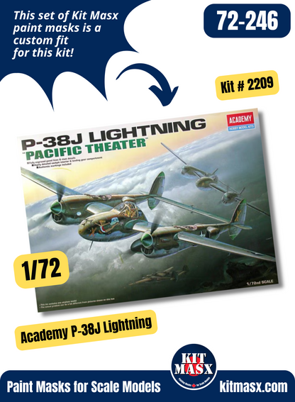 Academy Lockheed P-38J Lightning 1/72 Canopy & Wheel Paint Masks, Kit # 2209