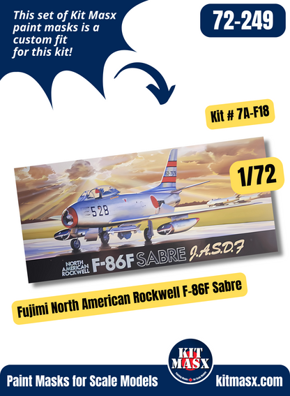 Fujimi North American Rockwell F-86F 30/40, RF-86F Sabre 1/72 Canopy & Wheel Paint Masks, Kit # 7A-F18