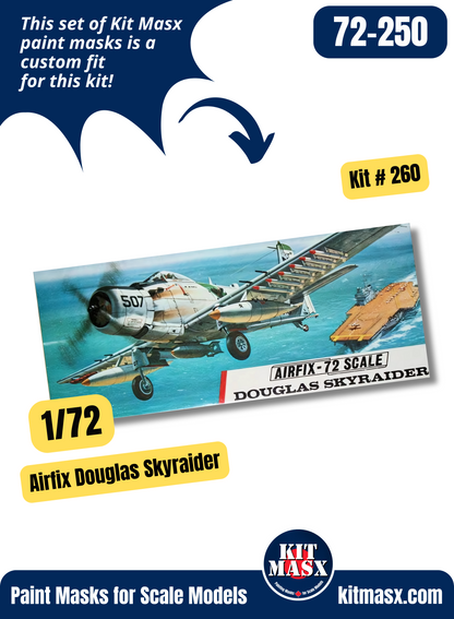 Airfix Douglas A-1J Skyraider 1/72 Canopy Paint Masks, Kit # 260