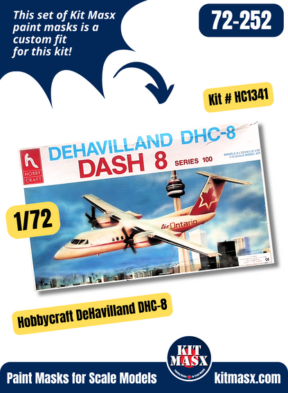 Hobbycraft De Havilland Canada DHC-8 Dash 8 Series 100, CC/CT-142 1/72 Canopy & Wheel Paint Masks, Kit # HC1341