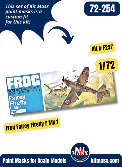 Frog Fairey Firefly F Mk.1, F.Mk.1, F.R.Mk.1, F/FR.1, Mk.1 1/72 Canopy & Wheel Paint Masks, Kit # F257