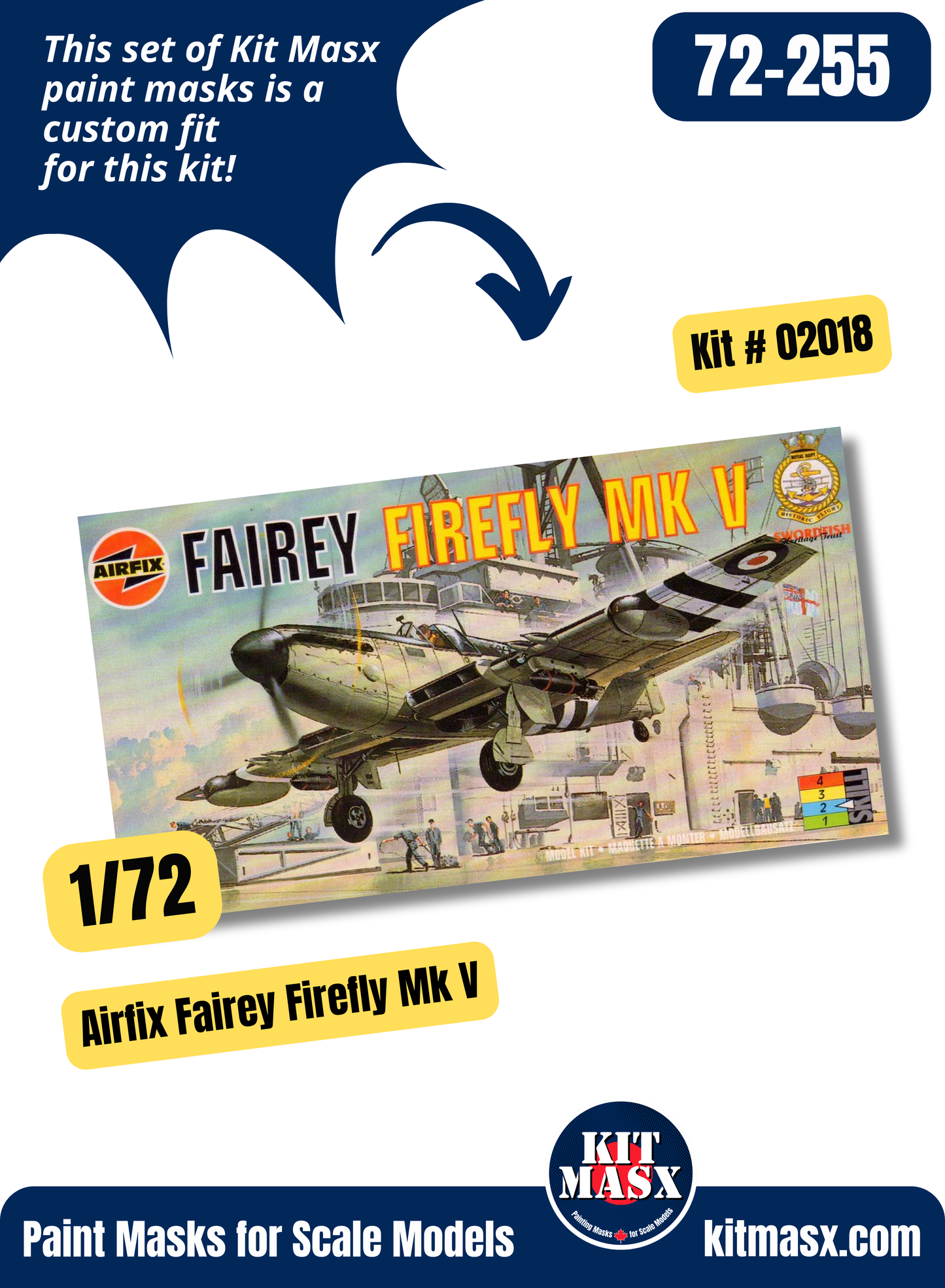 Airfix Fairey Firefly Mk.5 1/72 Canopy & Wheel Paint Masks, Kit # 02018