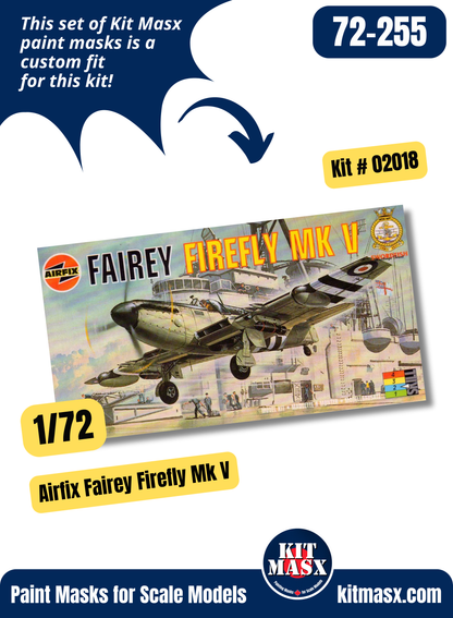 Airfix Fairey Firefly Mk.5 1/72 Canopy & Wheel Paint Masks, Kit # 02018