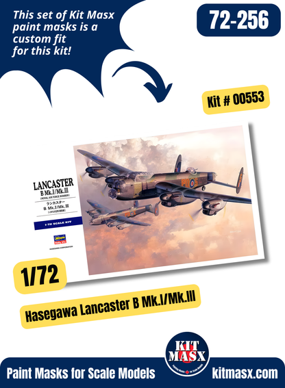 Hasegawa Avro Lancaster B Mk.1/Mk.III, ASR Mk.III 1/72 Canopy & Wheel Paint Masks, Kit # 00553