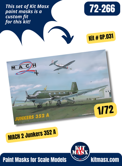 MACH 2 Junkers Ju 352 A 1/72 Canopy Paint Masks, Kit # GP.031