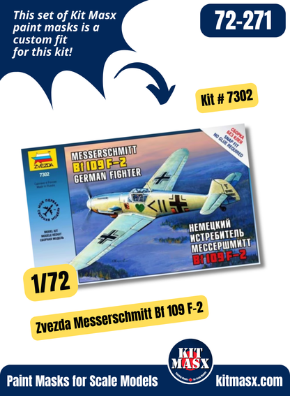 Zvezda Messerschmitt Bf 109 F-2 1/72 Canopy & Wheel Paint Masks, Kit # 7302