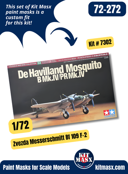 Tamiya De Havilland Mosquito B Mk.IV/PR Mk.IV 1/72 Canopy & Wheel Paint Masks, Kit # 60753
