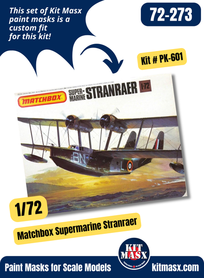 Matchbox Supermarine Stranraer 1/72 Canopy & Wheel Paint Masks, Kit # PK-601