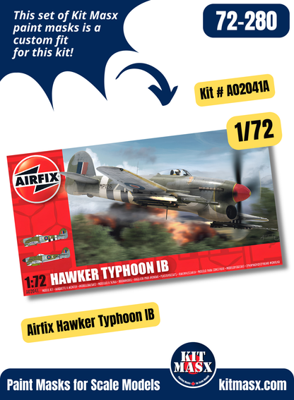 Airfix Hawker Typhoon Mk.IB 1/72 Canopy & Wheel Paint Masks, Kit # A02041A