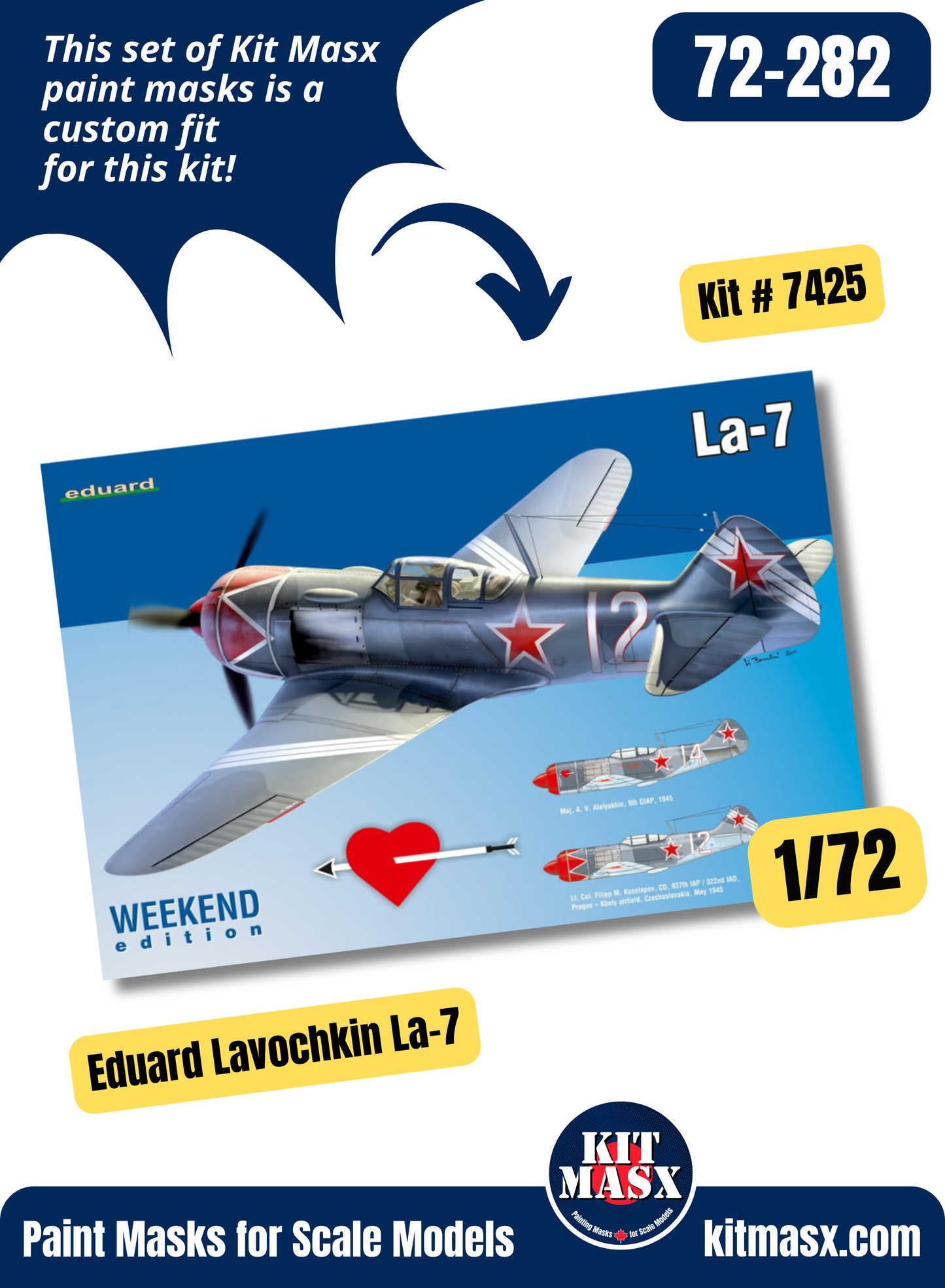 Eduard Lavochkin La-7 1/72 Canopy & Wheel Paint Masks, Kit # 7425
