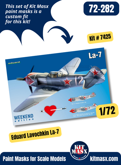 Eduard Lavochkin La-7 1/72 Canopy & Wheel Paint Masks, Kit # 7425