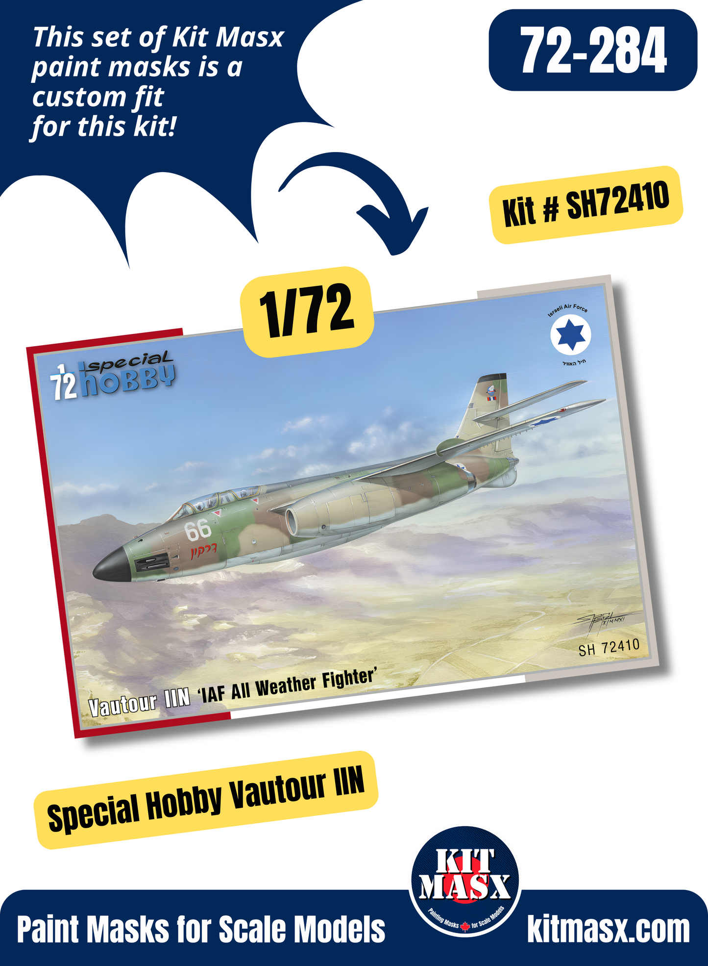 Special Hobby Sud Aviation "Vautour" II/IIA/IIB/IIN 1/72 Canopy & Wheel Paint Masks, Kit # SH72410