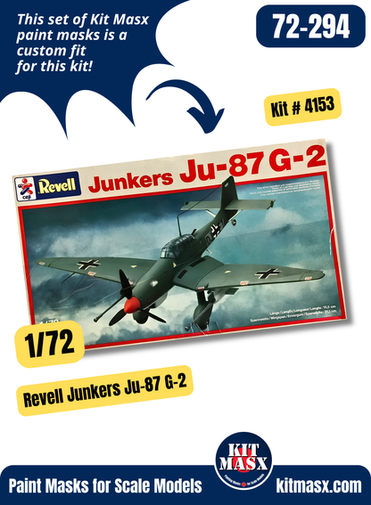 Revell Junkers Ju 87D-5/G-2 "Stuka" 1/72 Canopy & Wheel Paint Masks, Kit # 4153 (72294)