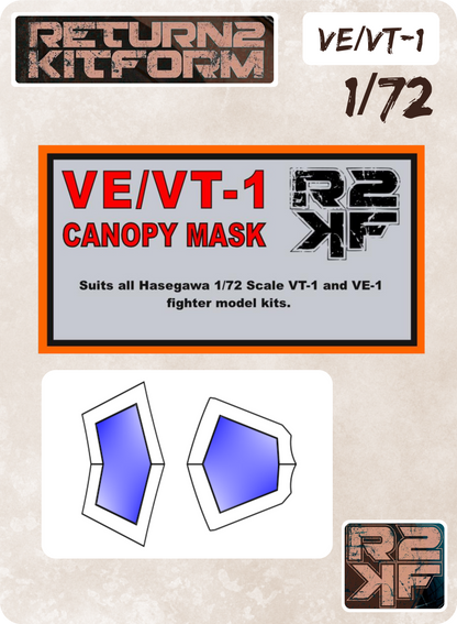 R2KF Hasegawa Macross VE-1/VT-1 Valkyrie 1/72 Canopy Paint Masks, Kit # 65708 (VE/VT-1)