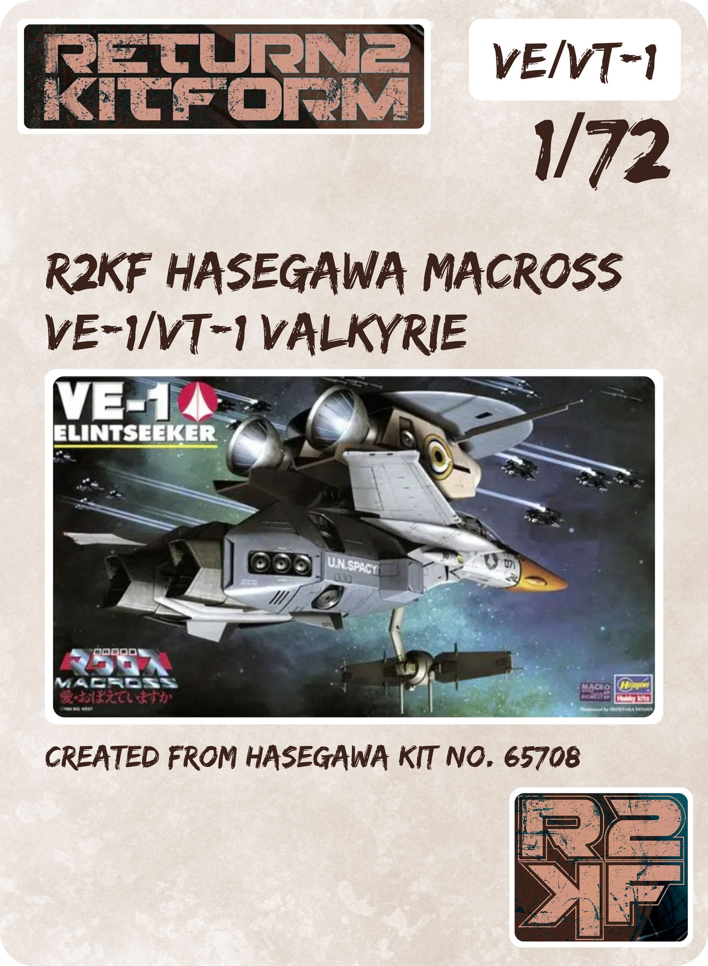 R2KF Hasegawa Macross VE-1/VT-1 Valkyrie 1/72 Canopy Paint Masks, Kit # 65708 (VE/VT-1)