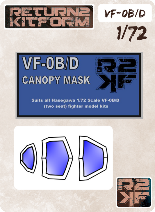 R2KF Hasegawa Macross VF-0B/D "Macross Zero" 1/72 Canopy Paint Masks, Kit # 65718 (VF-0B/D)