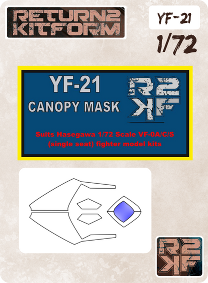 R2KF Hasegawa Macross YF-21 "Macross Plus" 1/72 Canopy Paint Masks, Kit # 65711 (YF-21)