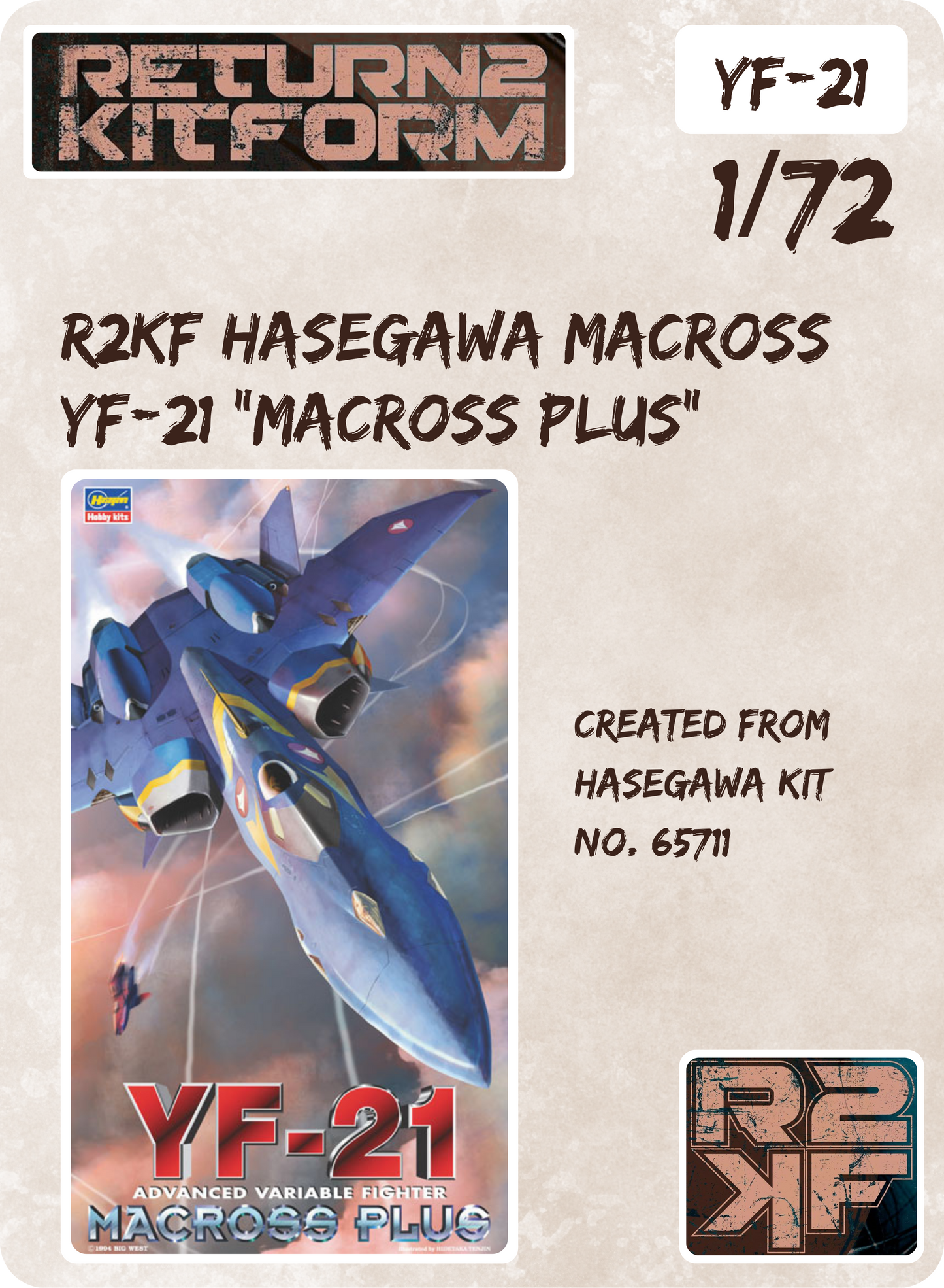 R2KF Hasegawa Macross YF-21 "Macross Plus" 1/72 Canopy Paint Masks, Kit # 65711 (YF-21)