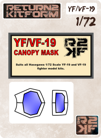 R2KF Hasegawa Macross YF-19/VF-19 "Macross Plus" 1/72 Canopy Paint Masks, Kit # 65709 (YF/VF-19)