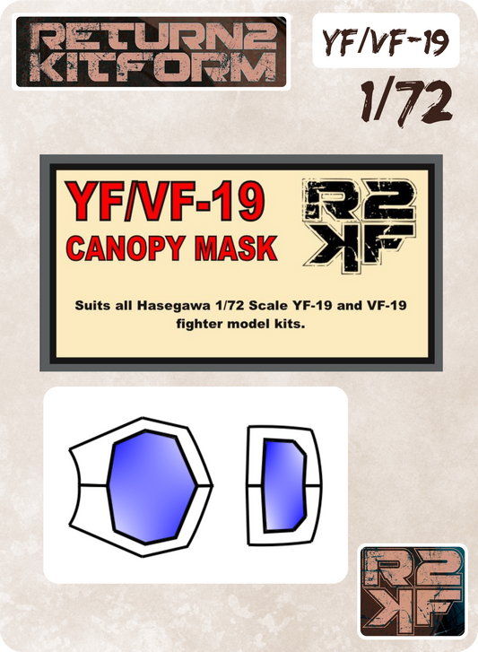 R2KF Hasegawa Macross YF-19/VF-19 "Macross Plus" 1/72 Canopy Paint Masks, Kit # 65709 (YF/VF-19)