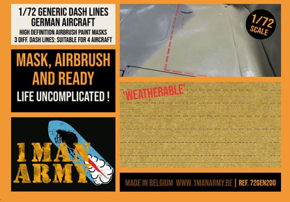 1ManArmy 1/72 Dash Lines for German Aircraft, Generic High-Definition Paint Masks, 72GEN200