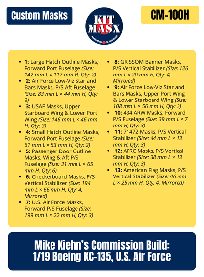 Mike Kiehn’s Commission Build: 1/19 Boeing KC-135, U.S. Air Force Custom Marking Paint Masks