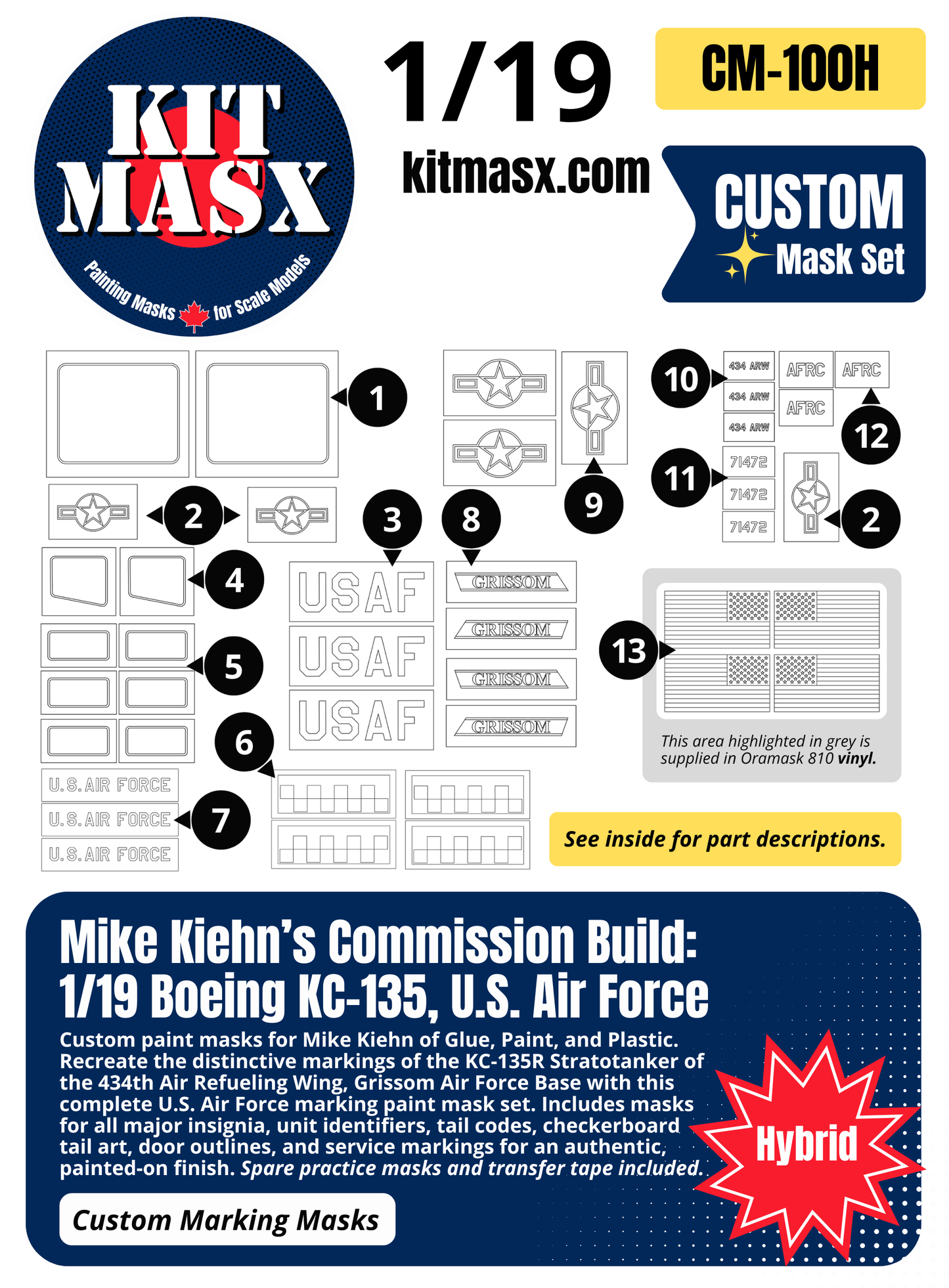 Mike Kiehn’s Commission Build: 1/19 Boeing KC-135, U.S. Air Force Custom Marking Paint Masks