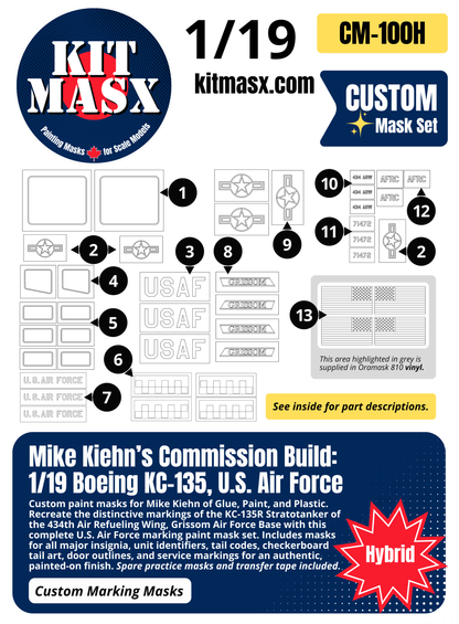 Mike Kiehn’s Commission Build: 1/19 Boeing KC-135, U.S. Air Force Custom Marking Paint Masks