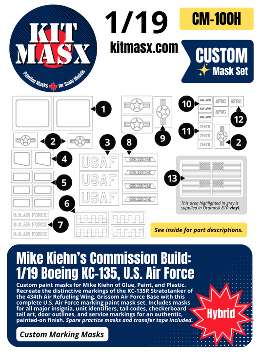 Mike Kiehn’s Commission Build: 1/19 Boeing KC-135, U.S. Air Force Custom Marking Paint Masks