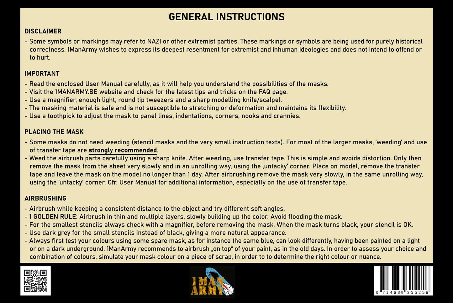 1ManArmy Masking Strips .25-1.5 mm, High-Definition Paint Masks, 1MAGEN01