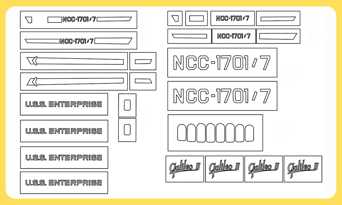 AMT Star Trek U.S.S. Enterprise Galileo 7 Shuttlecraft 1/36 Main Marking Paint Masks, Kit # S959
