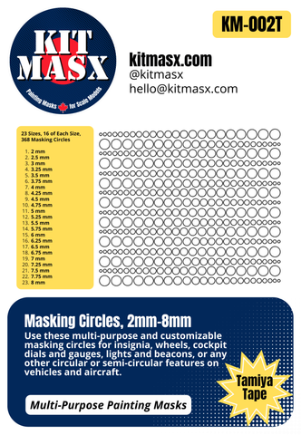 Masking Circles 2mm-8mm Multi-Purpose Paint Masks, Any Scale