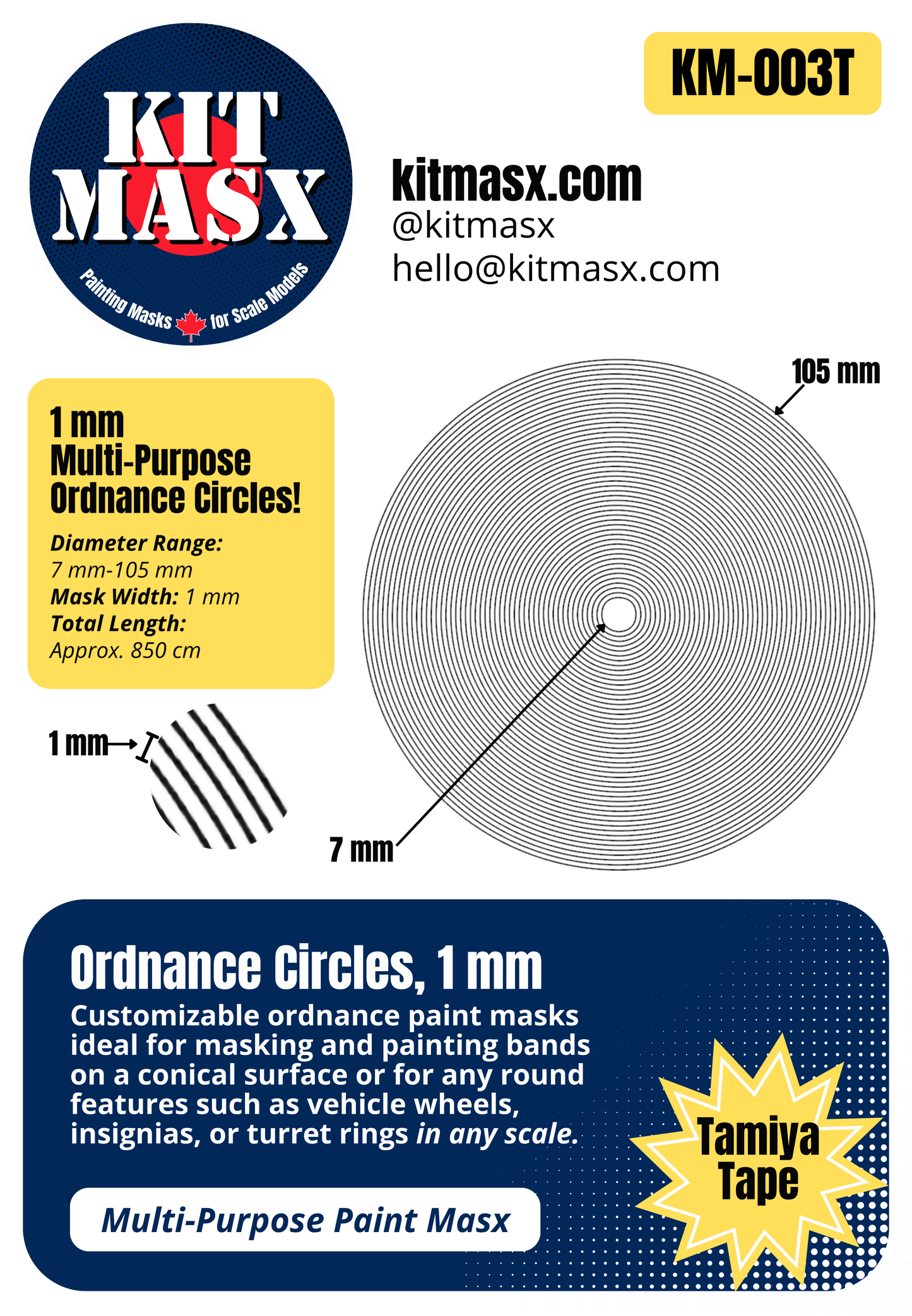 Ordnance Circles 1 mm or 2 mm Multi-Purpose Paint Masks, Any Scale