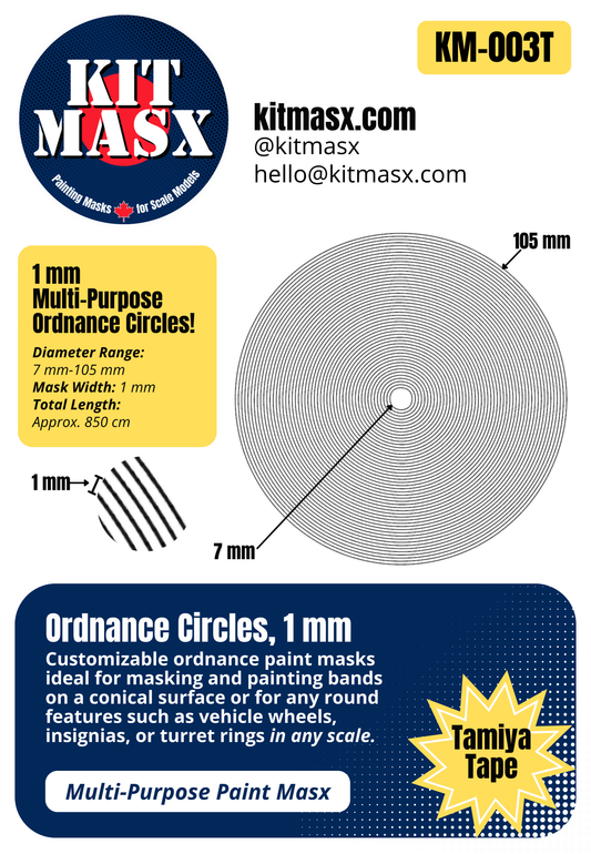 Ordnance Circles 1 mm or 2 mm Multi-Purpose Paint Masks, Any Scale