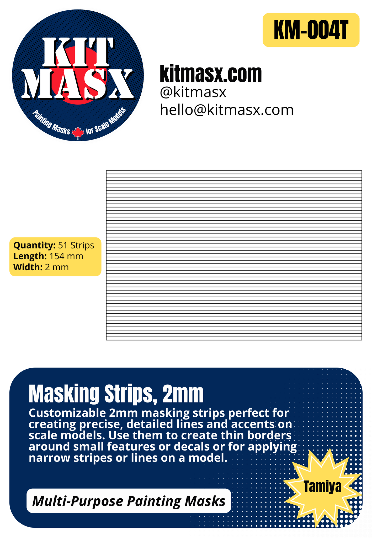 Masking Strips 2mm, 3mm, 4mm Multi-Purpose Paint Masks, Any Scale