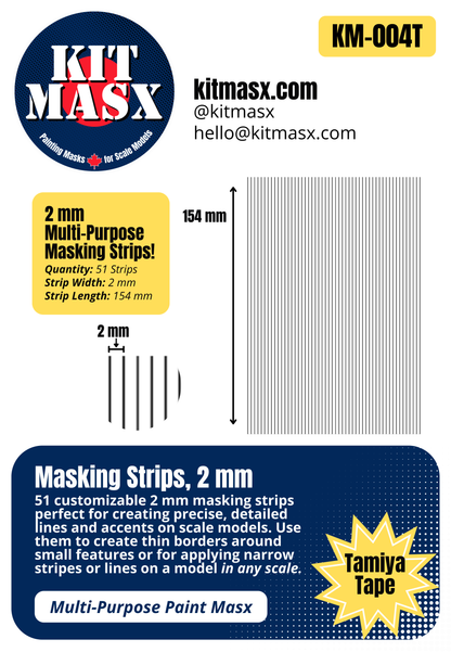 Masking Strips 2 mm, 3 mm, 4 mm Multi-Purpose Paint Masks, Any Scale