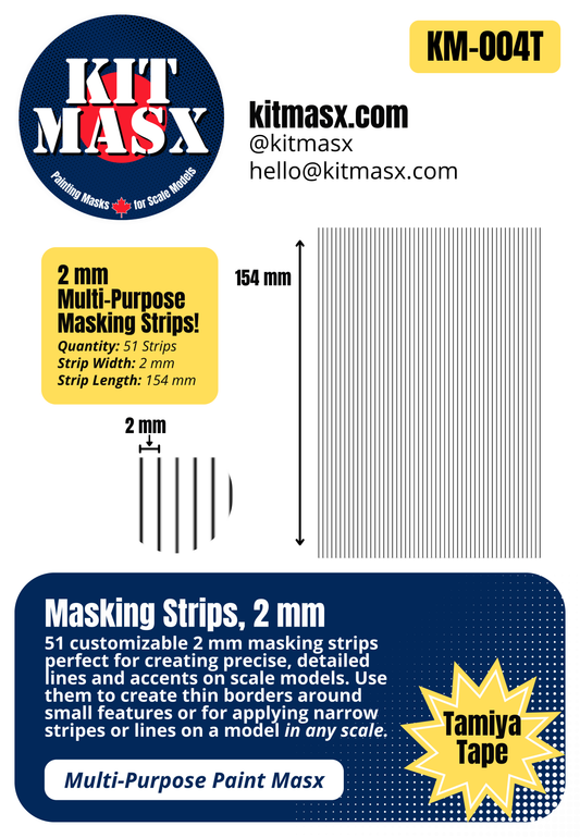 Masking Strips 2 mm, 3 mm, 4 mm Multi-Purpose Paint Masks, Any Scale
