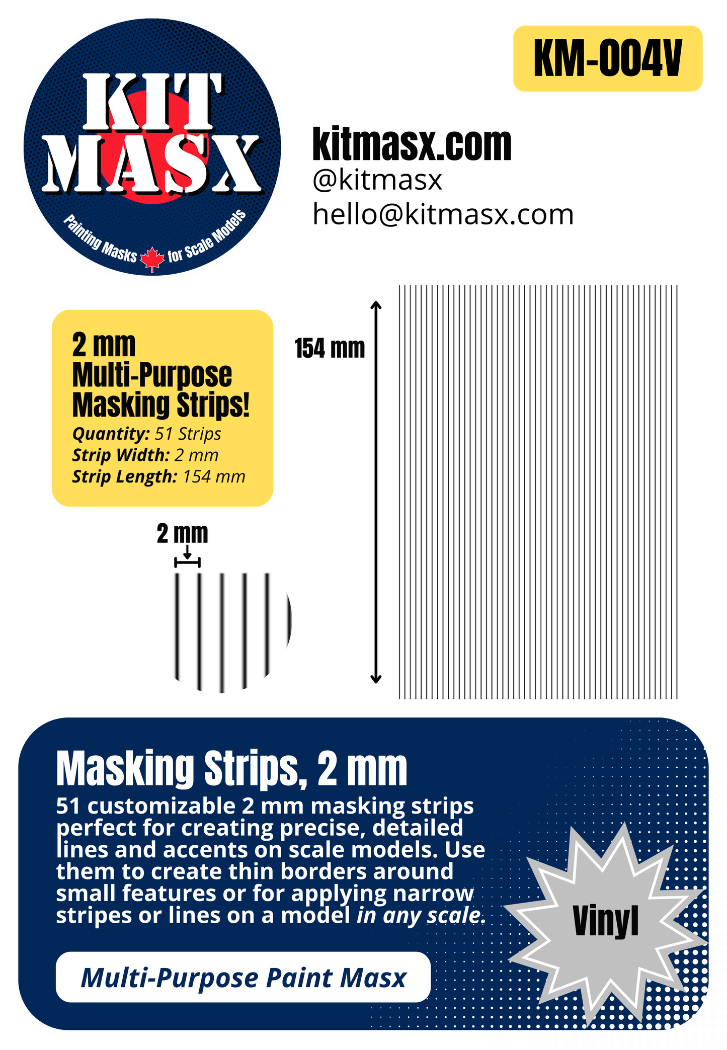 Masking Strips 2 mm, 3 mm, 4 mm Multi-Purpose Paint Masks, Any Scale