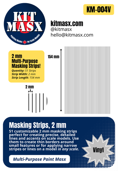 Masking Strips 2 mm, 3 mm, 4 mm Multi-Purpose Paint Masks, Any Scale
